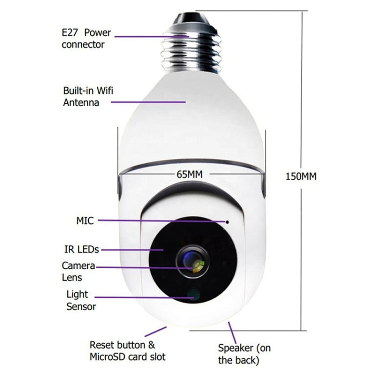 GA-C11 1080P 2MP 2.4G Single Frequency Two-way Voice Intercom Bulb Camera, 2.4G Single Frequency GA-C11 1080P 2MP 2.4G Single Frequency Two-way Voice Intercom Bulb Camera, 2.4G Single Frequency